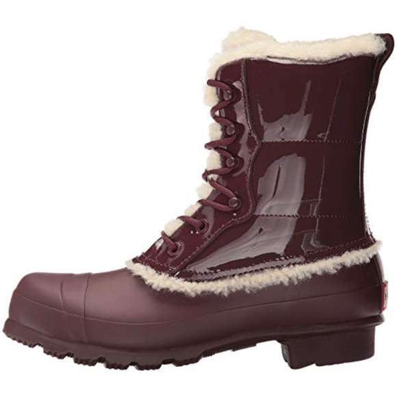 Hunter Original Patent Leather Lace Shearling Boot - Picture 7 of 7